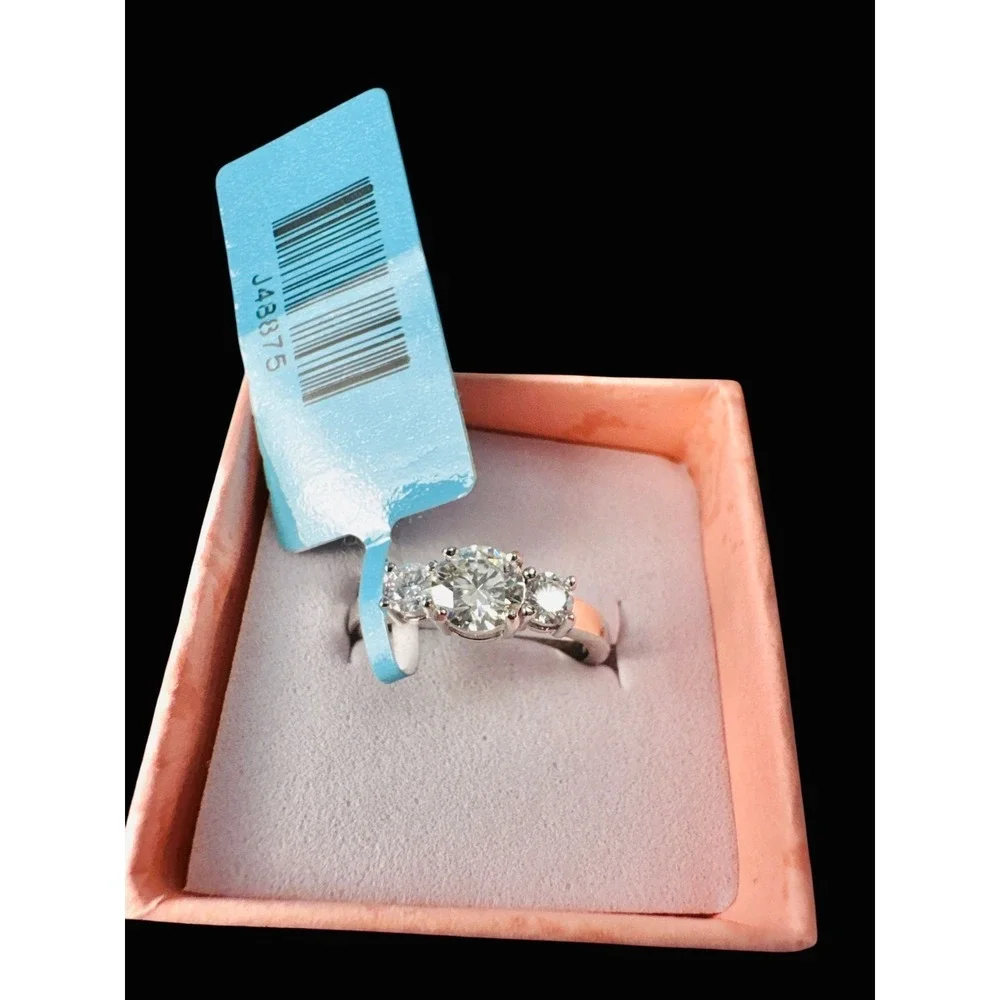 Authentic 925 Sterling Silver 0.91CTW Moissanite Engagement‎ Ring VVSD Size 5